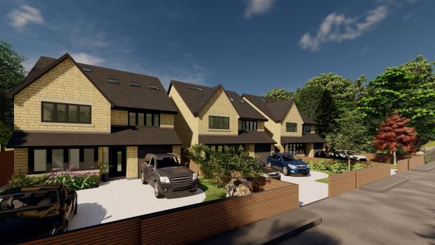 Lancashire Telegraph: Projections of what the three new homes on the car park of the former Anacapri restaurant would look like 