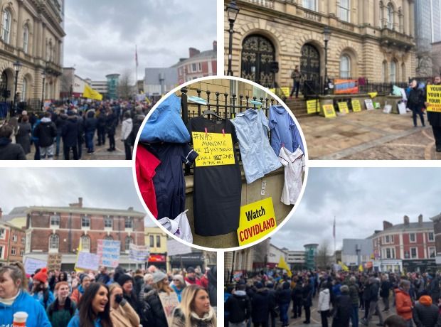 Hundreds gather in Blackburn to march against Covid vaccine mandates for NHS staff - Vimarsana News