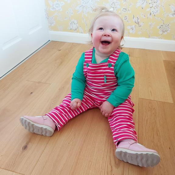 Lancashire Telegraph: Baby Felicity modelling We Love Toby Tiger dungarees Lancashire Telegraph: Baby Felicity modelling We Love Toby Tiger dungarees