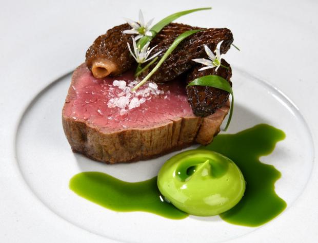 Lancashire Telegraph: Shorthorn beef, morels and wild garlic - just one dish created by Tom Parker at The White Swan