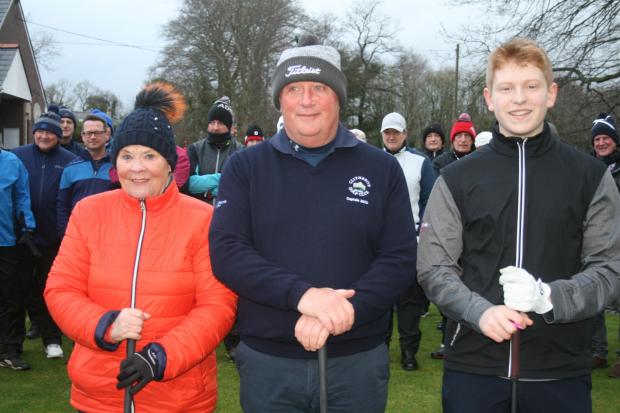 HONOURED: The Clitheroe Golf Club captains for 2022 are, left to right, Elaine Marsden (lady captain), Nigel Clowes (club captain), also pictured driving in to office (left) and Harris Rafferty (junior captain)
