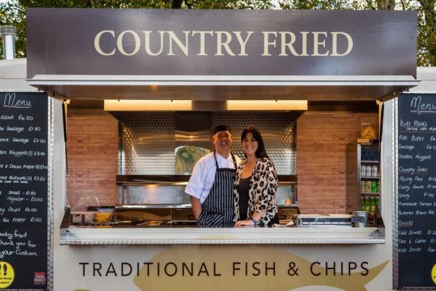 Simon and Helen in their Country Fried fish and chip van