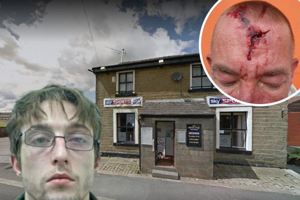 Banjamin Cronshaw has been jailed after threatening a pub landlord with a knife. Photo credit: (Pub) Google Street View (Insets) Lancashire Police