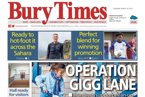 Bury Times front page on 10/03/2022