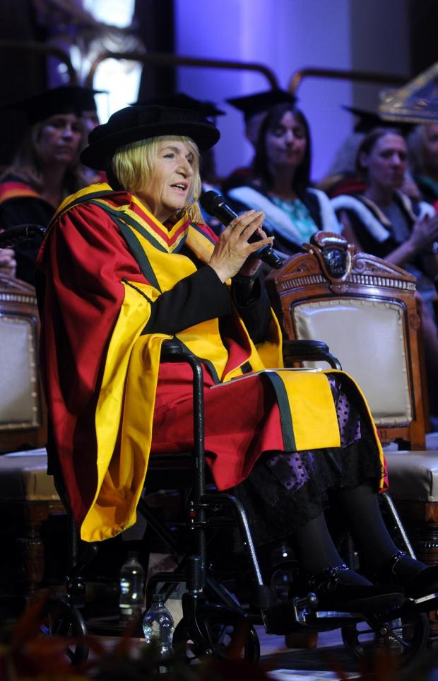 Lancashire Telegraph: Sylvia being awarded her honorary doctorate from the University of Bolton