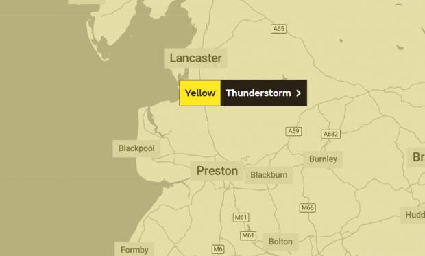 Lancashire Telegraph: Met Office yellow weather warning for thunderstorms