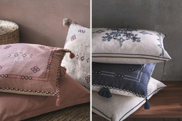 Lancashire Telegraph: M&S x Fired Earth Sofia (left) and Bolster (right) cushions. Credit: M&S