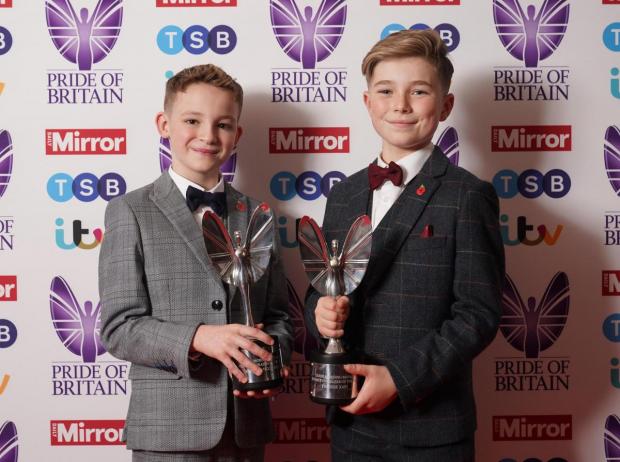 Lancashire Telegraph:  Hughie Higginson and Freddie Xavi with their Pride of Britain award