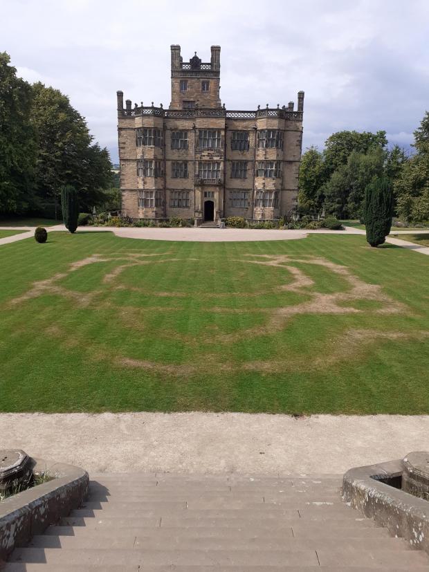 Lancashire Telegraph: The heatwave has revealed parch marks of a Victorian parterre garden at Padiham's Gawthorpe Hall. (Photo: Lancashire County Museum Service)
