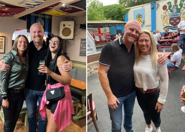 Lancashire Telegraph: (Left to right) Justine Lorriman, Sean Dyche and Justine's sister Jodie Lorriman. Second photo: Sean Dyche and Justine's partner, Steph Bedford