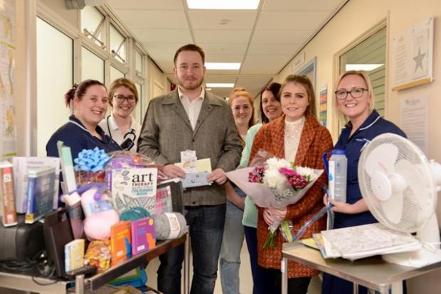 Lancashire Telegraph:  Charlotte McCarthy and Jak Metcalfe with hospital staff