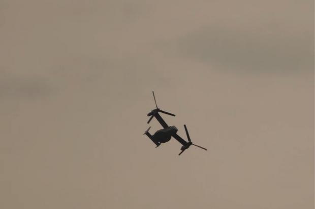 An American CV-22B Osprey helicopter was spotted flying over Darwen. (Photo: Darwen Life)