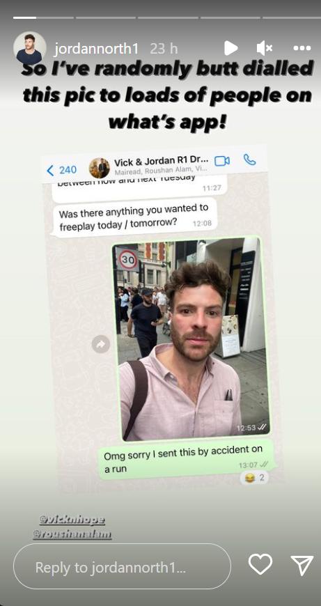 Lancashire Telegraph: Jordan North accidentally sent a selfie to his WhatsApp contacts.(Instagram/@jordannorth1)