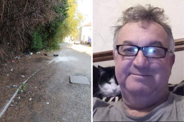 The dead cats were found on Monk Street in Accrington by cat rescuer Andy Richards (left)