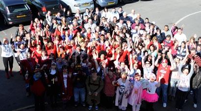Around 80 employees from Chubb in Shadsworth Road, Blackburn went to work in fancy dress.