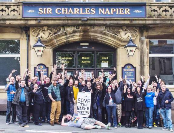 Lancashire Telegraph: Campaigners outside the Sir Charles Napier in Blackburn, back in 2015. They were fighting to get the pub reopened. Lancashire Telegraph: Campaigners outside the Sir Charles Napier in Blackburn, back in 2015. They were fighting to get the pub reopened.