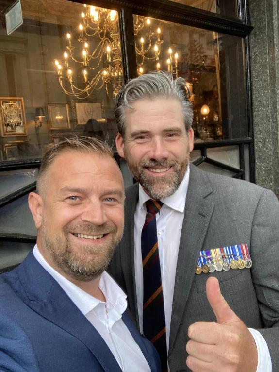 Lancashire Telegraph: Andrew Powell with war veteran Mark Harding Lancashire Telegraph: Andrew Powell with war veteran Mark Harding