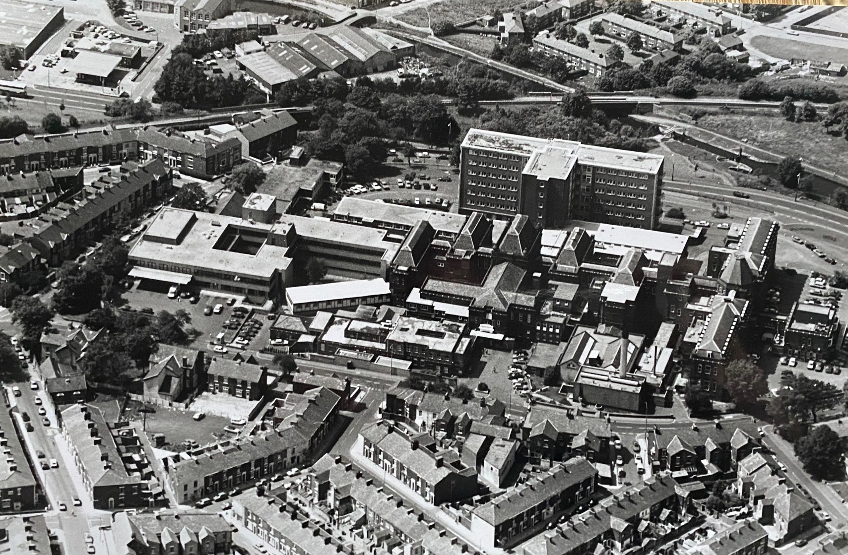 Blackburn Royal Infirmary as seen from the air in 1990 - Vimarsana News