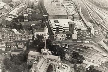 Blackburn town centre from the air more than 40 years ago