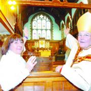 SPECIAL SERVICE: The Rev Sue Davies with former Bishop of Sheffield the Right Rev Jack Nicholls