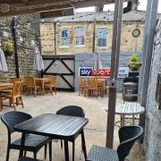 The beer garden at the Entwistle Hotel in Darwen