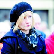 PRAYERS: Actress Jane Horrocks at the ‘stations of the cross’ display in the village square, Newchurch