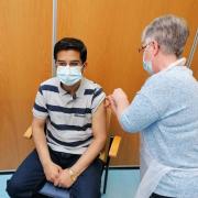 Councillor Nadeem Ahmed, Leader of Pendle Council, getting vaccinated this week.