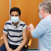 Leader of Pendle Council, Cllr Nadeem Ahmed being vaccinated