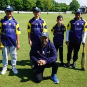 Farouk Hussain with members of the Eact Lancs Eagles