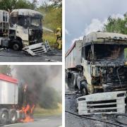 The HGV caught fire on the A59 at Sawley