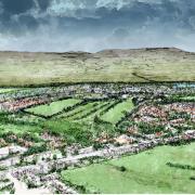 A visualisation of Huncoat Garden Village.