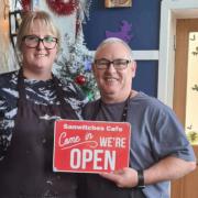 Christine and David Moore, owners of Sanwitches cafe in Sabden