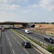 The new junction 2 - with a bridge over the motorway connecting the eastbound entry and exit slip roads to the new PWD road - is taking shape.