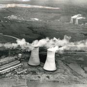 Huncoat and Padiham Power Stations from the air
