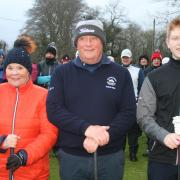 HONOURED: The Clitheroe Golf Club captains for 2022 are, left to right, Elaine Marsden (lady captain), Nigel Clowes (club captain), also pictured driving in to office (left) and Harris Rafferty (junior captain)