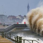 Waves crashing on the seafront at Blackpool before Storm Eunice hits the north of England on Friday (Photo: Peter Byrne/PA)