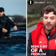 Jordan North has encountered a problem on his Comic Relief rowing challenge (Photo: BBC/Instagram, @bbcradio1)