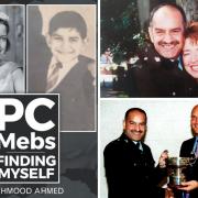 Mahmood 'Mebs' Ahmed has published his book, ‘PC Mebs – Finding Myself’; With partner Marjorie and receiving the Award from Paul Stephenson in 2010
