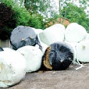 AFTERMATH: Damaged bales of hay