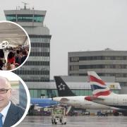 Manchester Airport. Inset is Manchester Airport Group CEO, Charlie Cornish