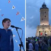 Cormac Thompson sang at the Jubilee Beacon lighting at Darwen Tower
