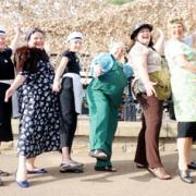 BACK IN TIME: Verity Ryan, Sarah Byrne, Gemma Waters, Shirley Pilling, Cheryl Wawrysz and Brenda Cronshaw dressed for wartime jobs
