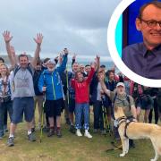 Lee Mack and Bill Bailey have set off on a charity walk in honour of Sean Lock (inset)
