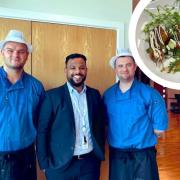 (L-R) Dylan Lucas, Jijo Mathew and Kurt Dillon. Inset is a photo of one of their dishes.