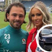 Bradley Dack and Olivia Attwood. Inset is their stolen Range Rover.