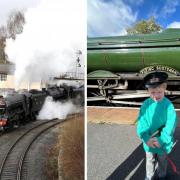 The Flying Scotsman. Right is Edward Almond in front of the locomotive.