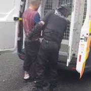 A still from footage of one of the arrests following the Burnley shooting