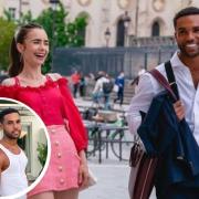 Lucien Laviscount and Lily Collins filming Netflix show Emily in Paris