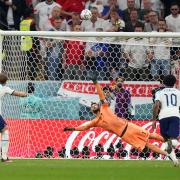 England's Harry Kane misses from the penalty spot during the FIFA World Cup Quarter-Final match at the Al Bayt Stadium in Al Khor, Qatar