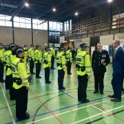 Lancashire police and crime commissioner Andrew Snowden joined in on a kit inspection.